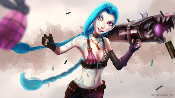 Обои на рабочий стол Джинкс / Jinx из игры Лига Легенд / League of Legends, by JaezX