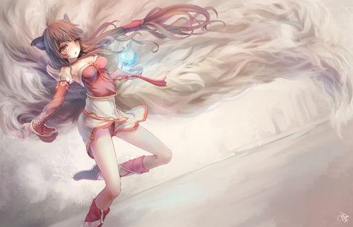 Обои на рабочий стол Ари / Ahri из игры Лига Легенд / League of Legends, by jaychau