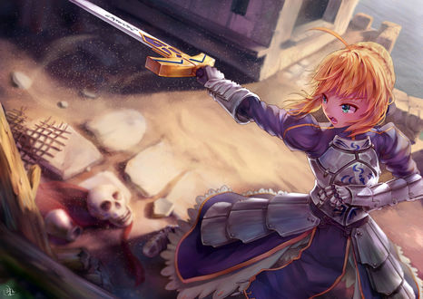 Обои на рабочий стол Сейбер / Saber из аниме Судьба: Начало / Fate / Zero, by jaychau