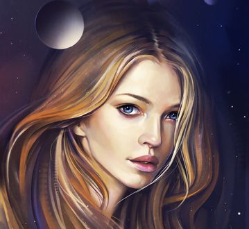 Обои на рабочий стол Портрет девушки на фоне неба, by Aleksandr Sidelnikov