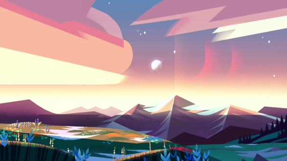 Обои на рабочий стол Горный пейзаж из мультсериала Вселенная Стивена / Steven Universe
