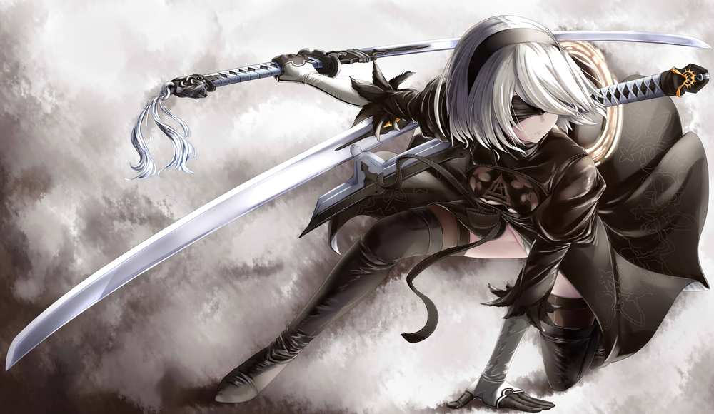 Обои для рабочего стола YoRHa №2 тип B из игры NieR: Automata, автор Аyakase Нotaru