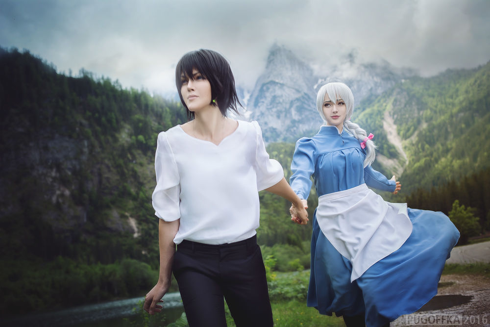 Обои для рабочего стола Косплей Howl / Хаул и Sophie Hatter / Софи Хаттер из аниме Howl no Ugoku Shiro / Ходячий замок Хаула, by Pugoffka-sama