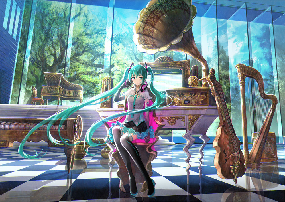 Обои для рабочего стола Vocaloid Hatsune Miku / Вокалоид Хатсунэ Мику, by 藤原