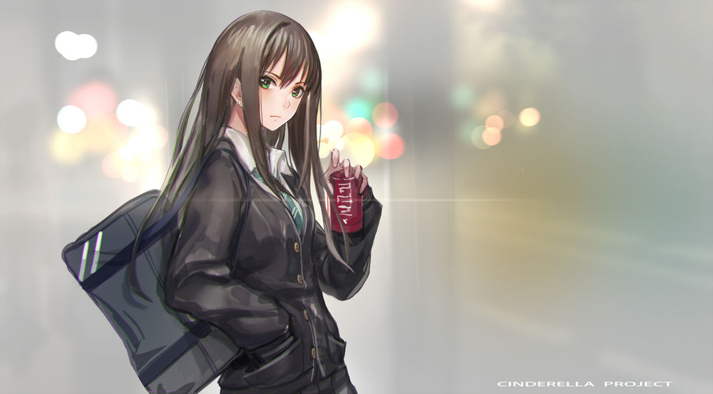 Обои для рабочего стола Рин Сибуя / Rin Shibuya из аниме Идолмастер: Девушки-золушки / The iDOLM@STER Cinderella Girls, на размытом фоне