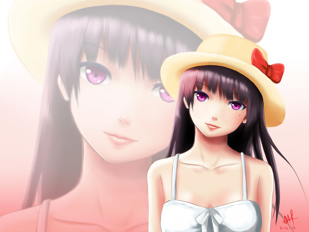Обои для рабочего стола Рури Гоко / Ruri Gokou в шляпке с бантиком, персонаж из аниме Ну не может сестренка быть такой милой / Ore no Imouto ga Konnani Kawaii Wake ga Nai