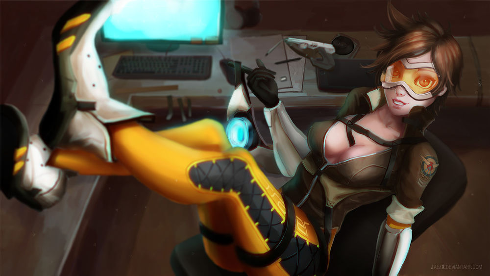 Обои для рабочего стола Tracer / Трэйсер из игры Overwatch / Дозор, by JaezX