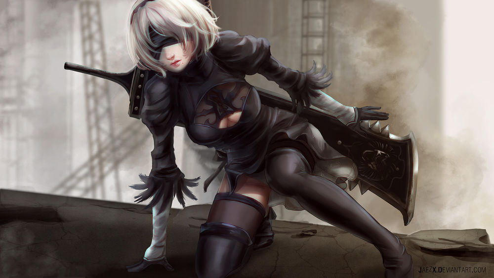 Обои для рабочего стола YoRHa №2 тип B из игры NieR: Automata, by JaezX