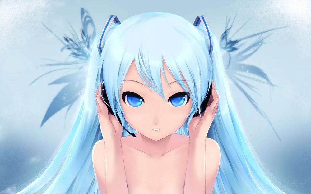 Обои для рабочего стола Vocaloid Hatsune Miku / Вокалоид Хатсунэ Мику в наушниках