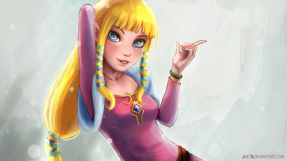 Обои для рабочего стола Princess Zelda / Принцесса Зельда из игры Zelda no Densetsu / Skyward Sword, by JaezX