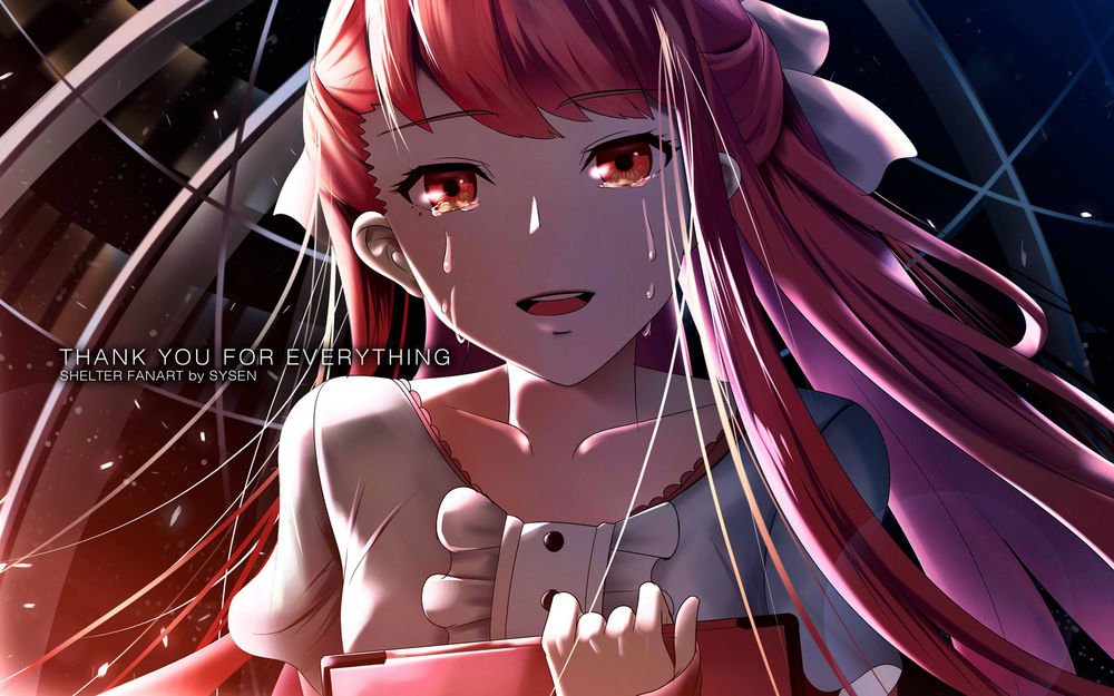 Обои для рабочего стола Плачущая Rin / Рин из аниме Shelter / Убежище (Thank you for everything), by Susen