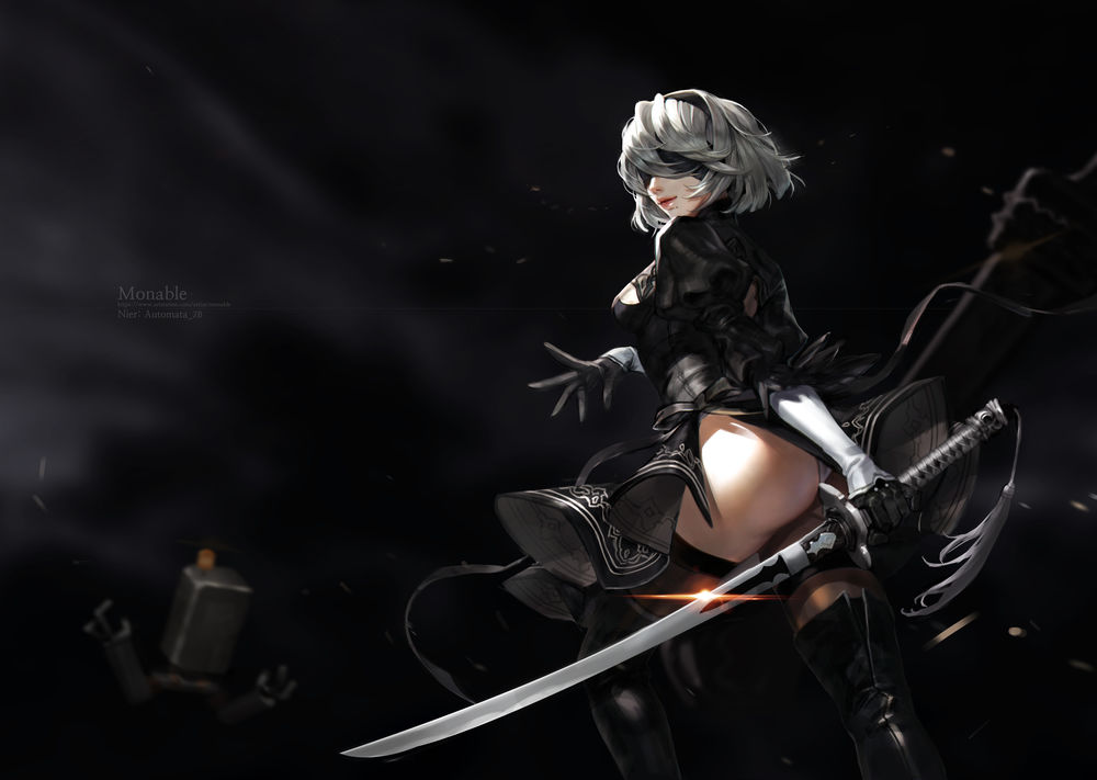 Обои для рабочего стола YoRHa №2 тип B из игры NieR: Automata, автор Wonst92