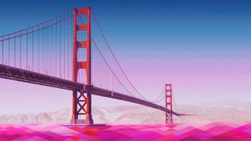 Обои для рабочего стола Geometric Golden Gate Bridge / Мост Золотые Ворота с геометрической ретушью