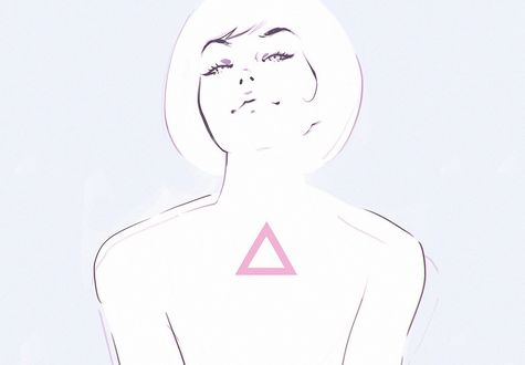 Обои на рабочий стол Девушка со знаком на груди, by Kuvshinov Ilya