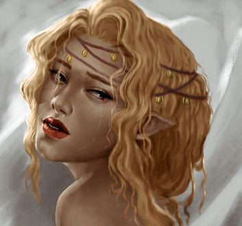 Обои на рабочий стол Девушка-эльфийка с украшением на волосах, by VickyInu