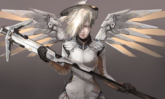 Обои на рабочий стол Mercy / Ангел / Ангела Циглер из игры Overwatch / Дозор, by Lien-Tsu