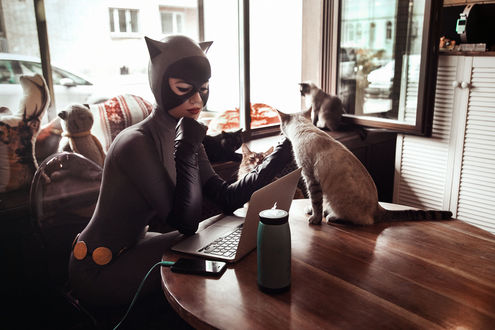 Обои на рабочий стол Косплей Catwoman / Женщина-кошка, by Kamiko-Zero