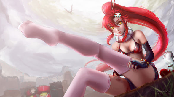 Обои на рабочий стол Yoko Littner / Ёко Литтнер из аниме Gurren Lagann / Гуррен-Лаганн