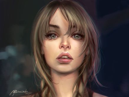 Обои на рабочий стол Девушка с серыми глазами, by Marco Silvart