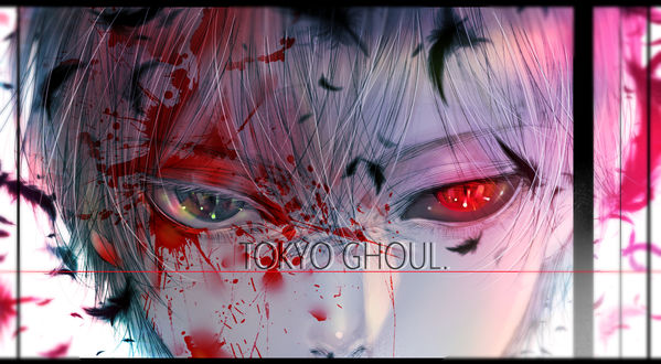 Обои на рабочий стол Ken Kaneki / Кен Канеки из аниме Tokyo Ghoul / Токийский Гуль, by kuroe