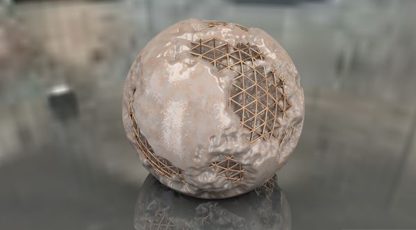 Обои на рабочий стол 3d модель Земли в форме глобуса на размытом фоне