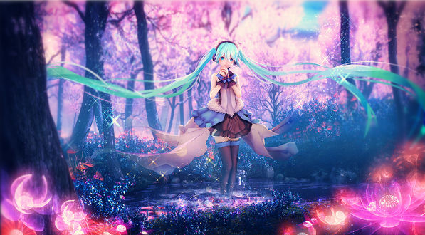Обои на рабочий стол Vocaloid Hatsune Miku / Вокалоид Хатсунэ Мику, by yyb