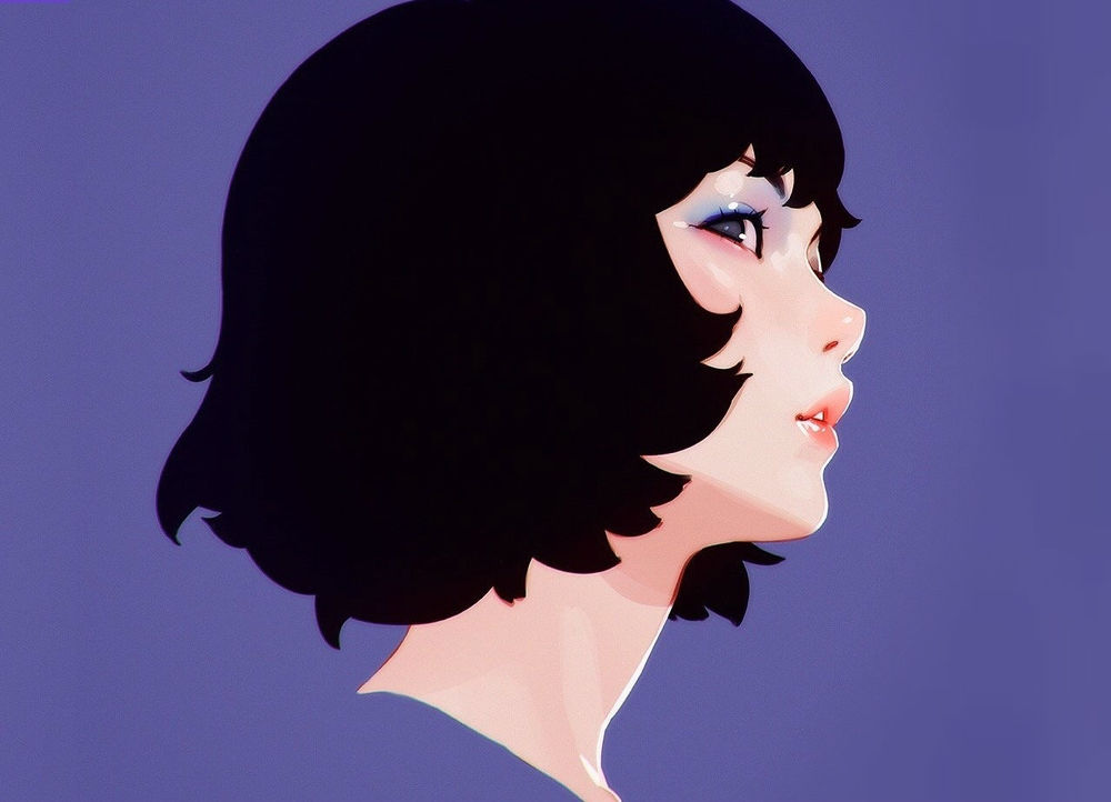 Обои для рабочего стола Портрет девушки в профиль, by Kuvshinov Ilya