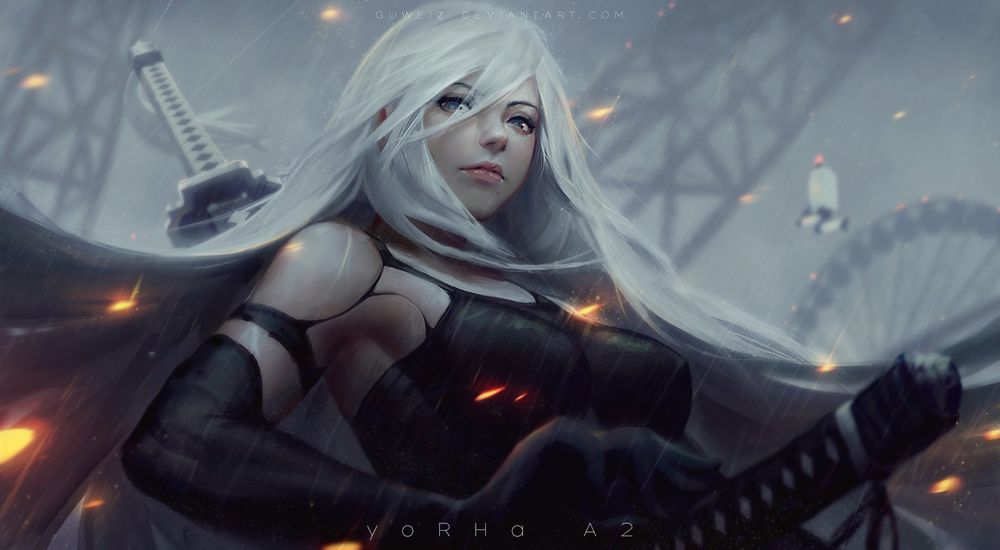 Обои для рабочего стола Девушка с оружием, by GUWEIZ