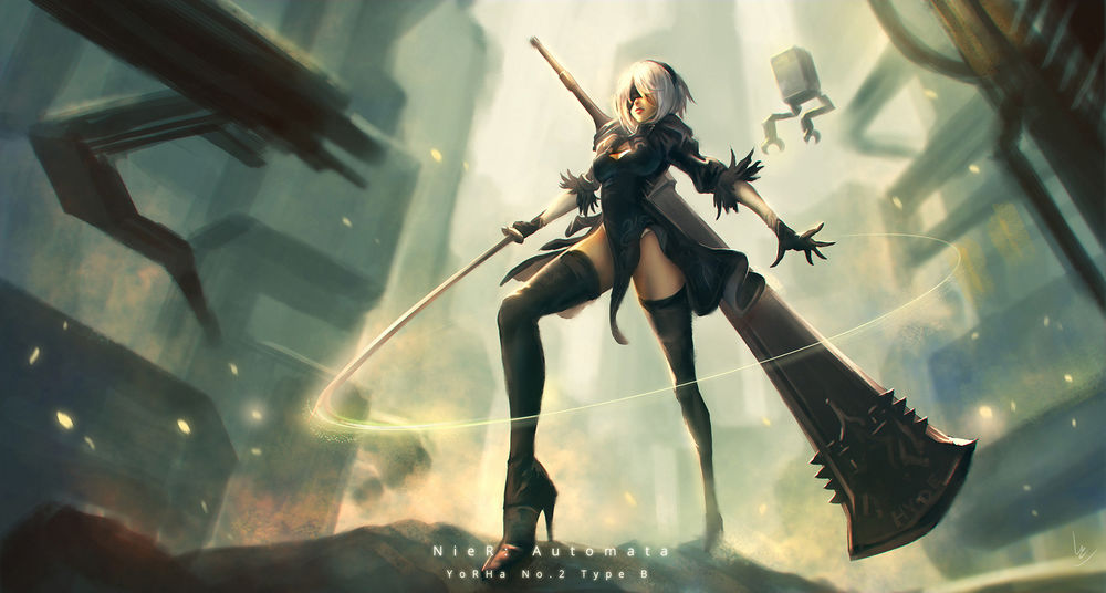 Обои для рабочего стола YoRHa №2 тип B из игры NieR: Automata, автор Vu Nguyen