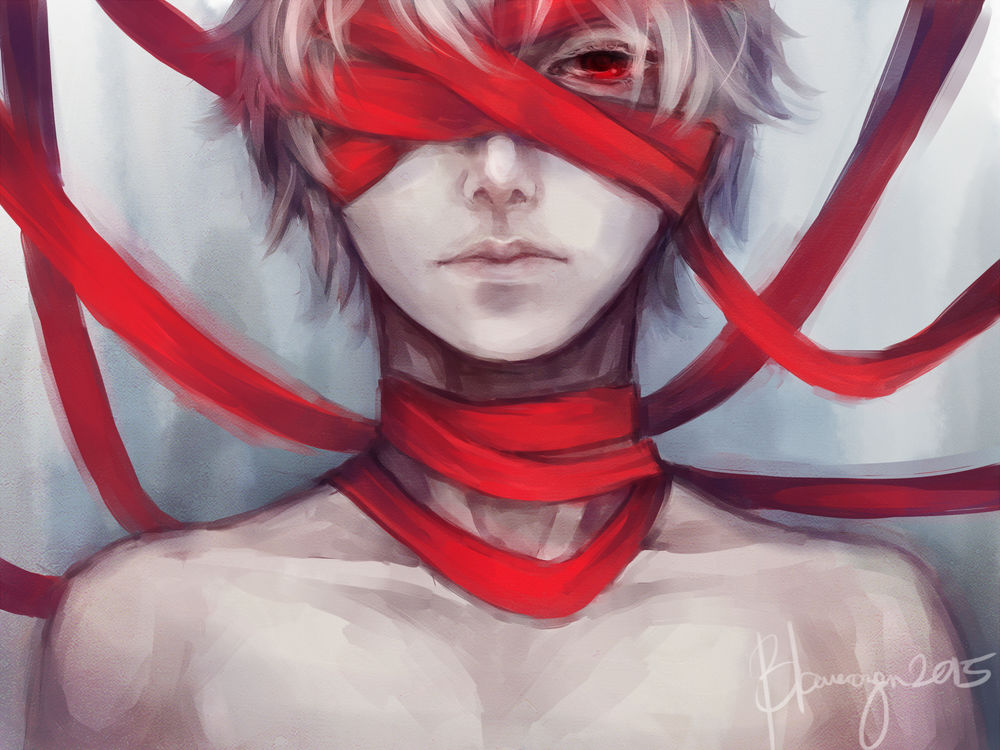 Обои для рабочего стола Канеки Кен / Kaneki Ken из аниме Tokyo Ghoul / Токийский Гуль, by blauerozen