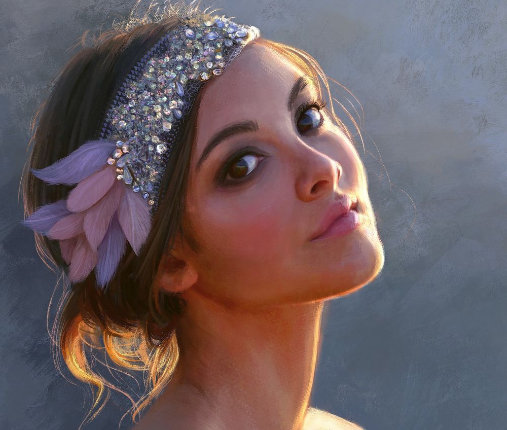Обои для рабочего стола Девушка с украшением на голове, by Mandy Jurgens