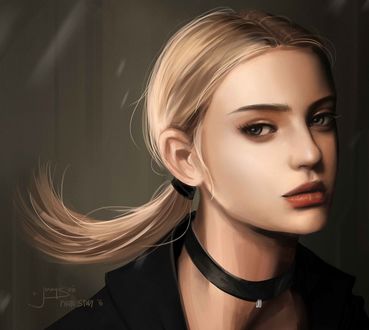 Обои на рабочий стол Красивая девушка в черном, by jennyshiii