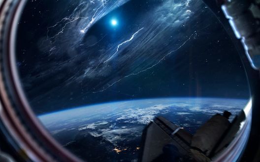 Обои на рабочий стол Вид на космос с космической станции, фотограф Vadim Sadovski