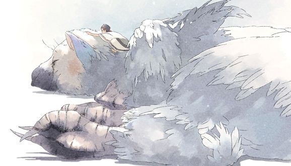 Обои на рабочий стол Безымянный мальчик и Трико / Trico, арт по игре The Last Guardian