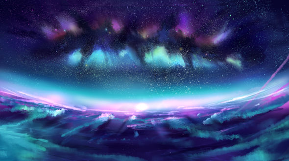 Обои на рабочий стол Северное сияние над землей, by crylica-kress