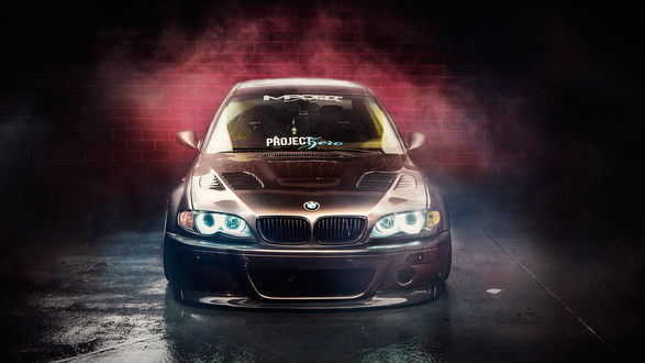 Обои на рабочий стол BMW 3er IV (E46) у кирпичной стены