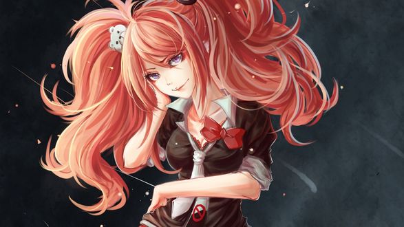 Обои на рабочий стол Джунко Эношима / Junko Enoshima из аниме Школа надежды и безнадежные школьники / Danganronpa: Kibou no Gakuen to Zetsubou no Koukousei The Animation