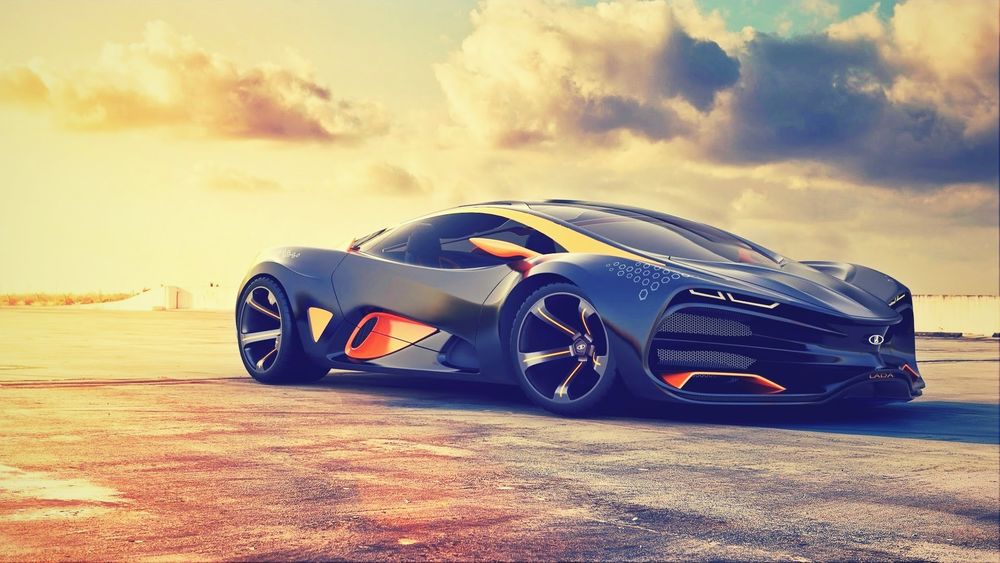 Обои для рабочего стола Lada raven supercar concept под ясным небом