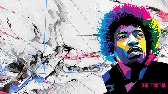 Обои на рабочий стол Джими Хендрикс / Jimi Hendrix в векторном изображении