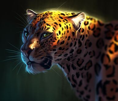 Обои на рабочий стол Леопард с зелеными глазами, by TehChan