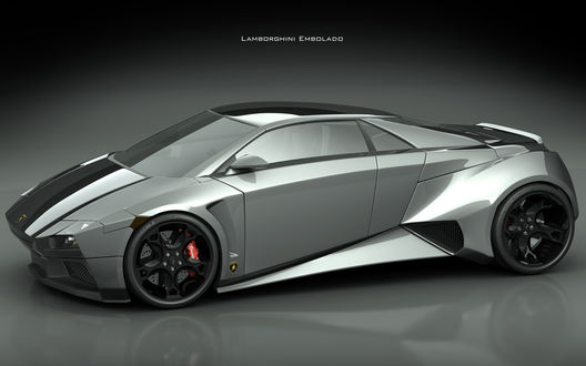 Обои на рабочий стол Серебристый Lamborghini Embolado / ламбордини на темном фоне