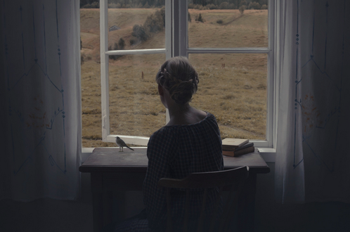 Обои на рабочий стол Девушка сидит за столом у окна, by Anna Aden