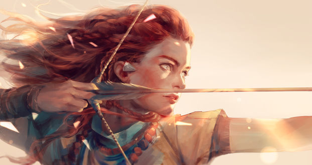 Обои на рабочий стол Aloy / Элой / Эшли Берч из игры Horizon Zero Dawn, by hage