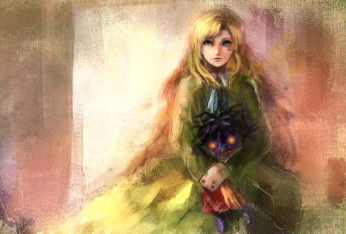 Обои на рабочий стол Мэри / Mary с Синей Куклой / Blue Doll из игры Иб / Ib, by Pixiv Id 3879166