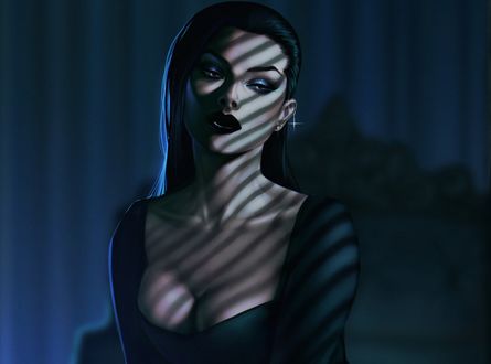 Обои на рабочий стол Грустная девушка с падающим на нее дневным светом, by Alexandra Jury