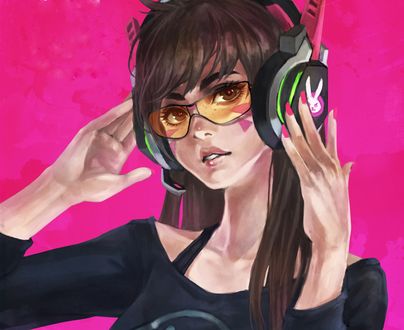 Обои на рабочий стол D. va and lucio из игры Overwatch / Дозор, by monori rogue