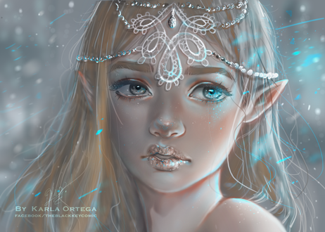 Обои на рабочий стол Светловолосая девушка-эльфийка, by kalisami