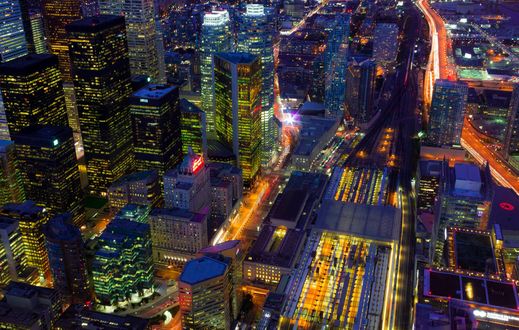 Обои на рабочий стол Огни ночного Торонто / Toronto, Канада / Canada