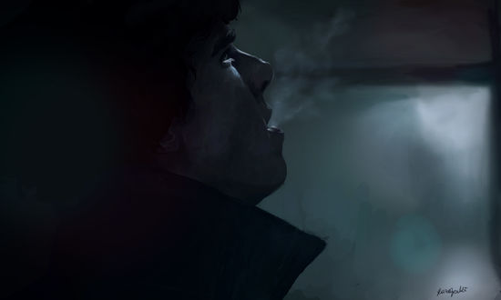 Обои на рабочий стол Бенедикт Камбербэтч / Benedict Cumberbatch в роли Шерлока Холмса / Sherlock Holmes из телесериала Шерлок / Sherlock, by RazSketch