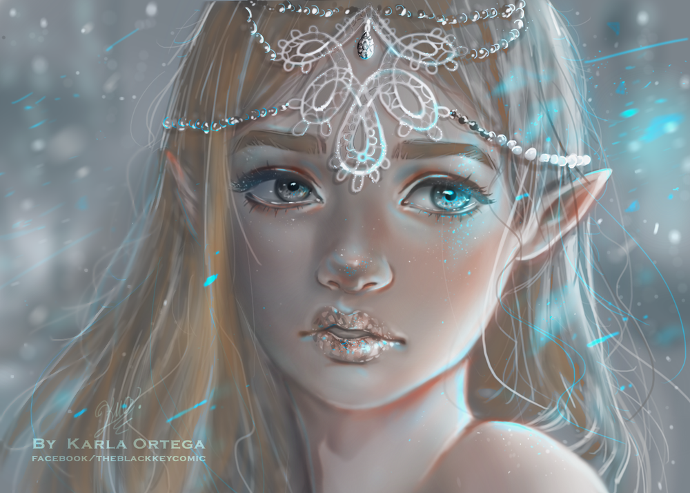 Обои для рабочего стола Светловолосая девушка-эльфийка, by kalisami